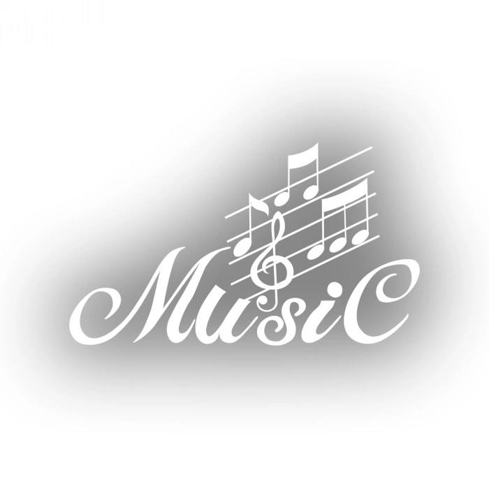 Müzik ve Nota Sticker 17x17 Cm Beyaz