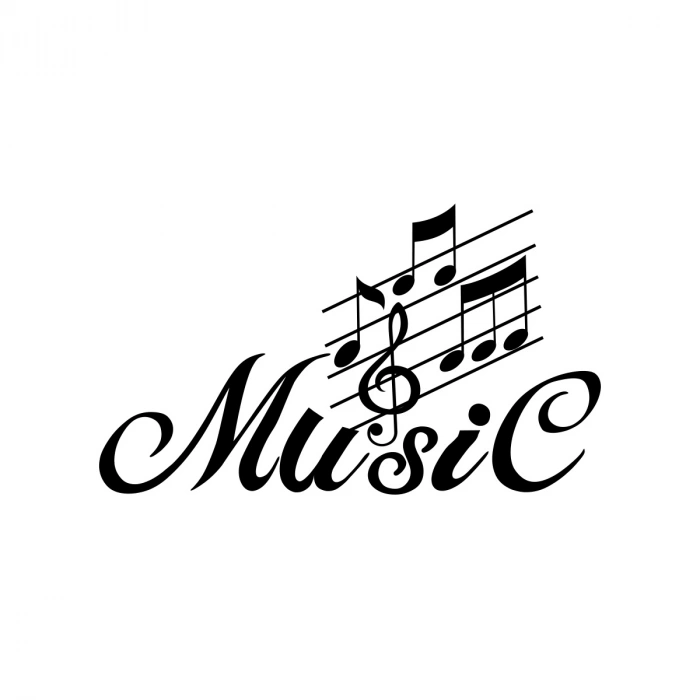 Müzik ve Nota Sticker 17x17 Cm Siyah