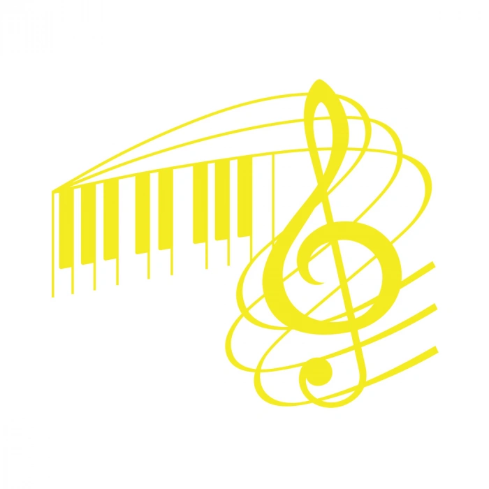 Müzik ve Nota Sticker 17x17 Cm Sarı