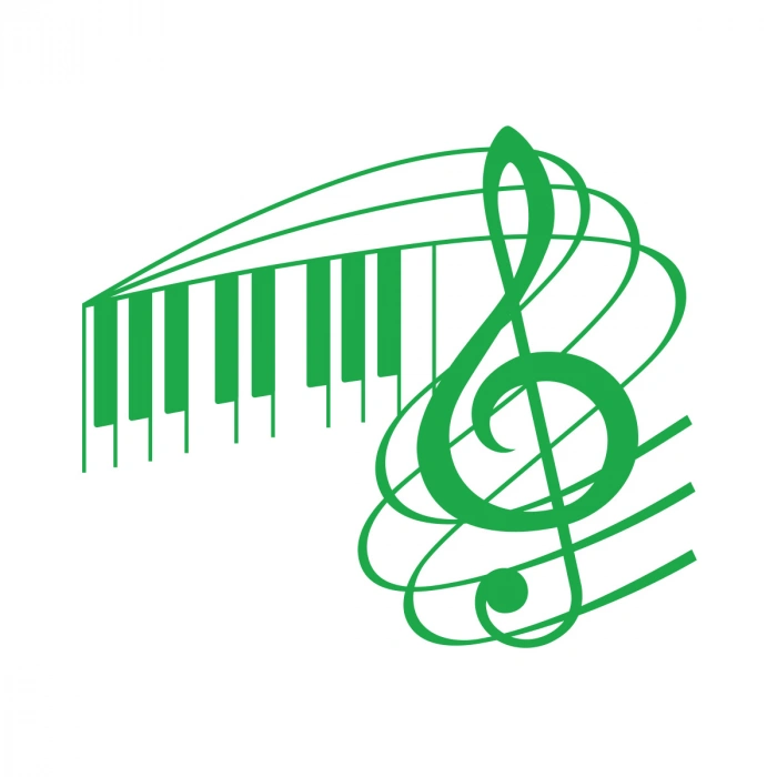 Müzik ve Nota Sticker 17x17 Cm Yeşil