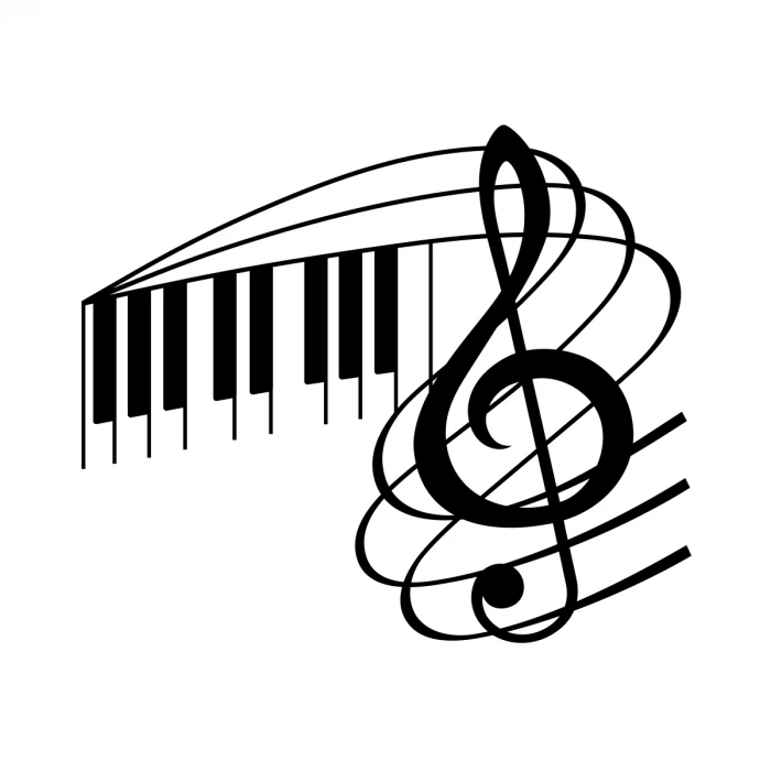 Müzik ve Nota Sticker 17x17 Cm Siyah