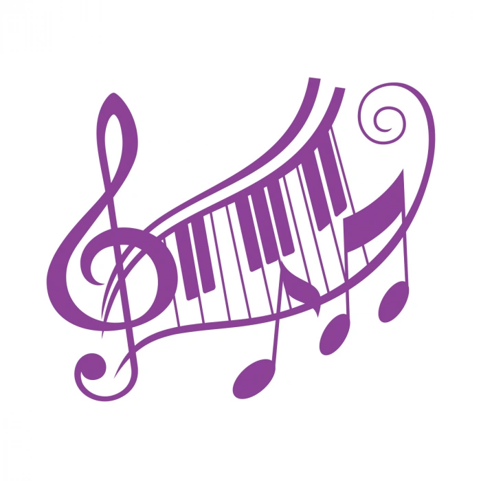 Müzik ve Nota Sticker 17x17 Cm Mor