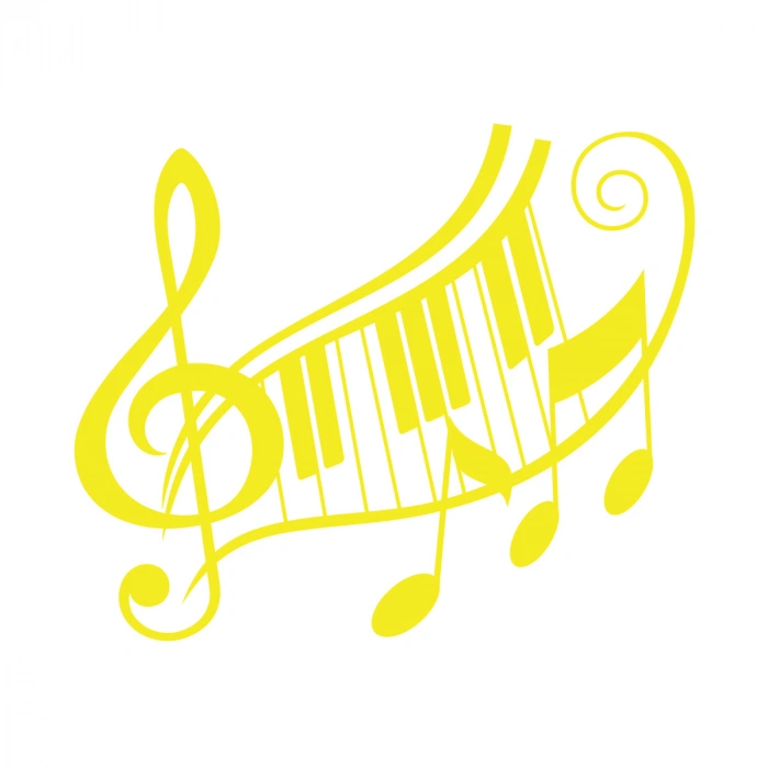 Müzik ve Nota Sticker 17x17 Cm Sarı