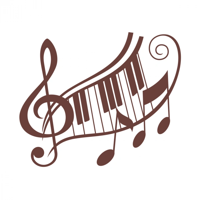 Müzik ve Nota Sticker 17x17 Cm Kahverengi