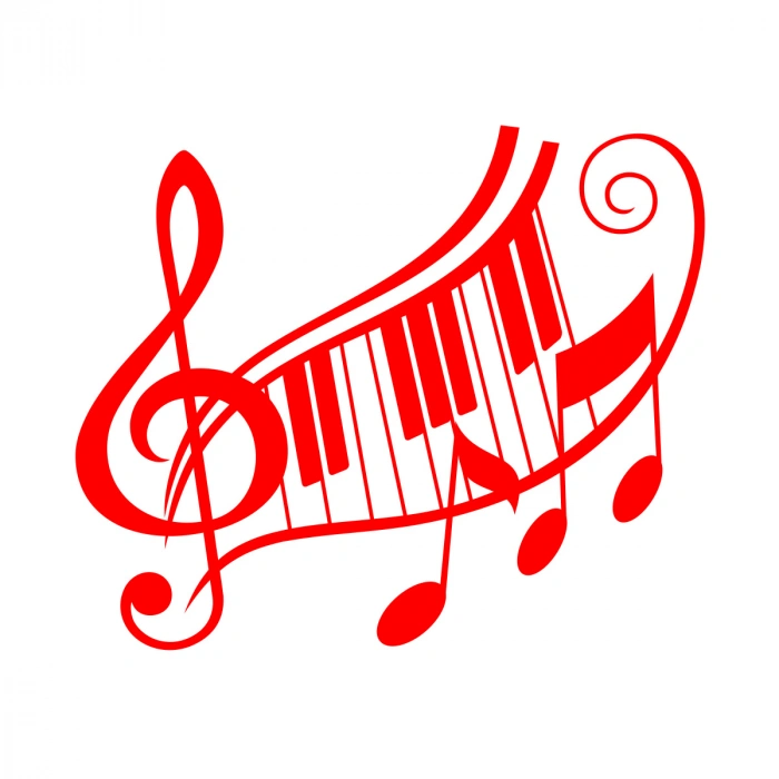 Müzik ve Nota Sticker 17x17 Cm Kırmızı