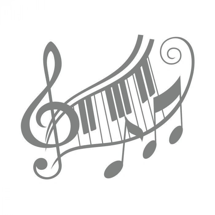 Müzik ve Nota Sticker 17x17 Cm Gri