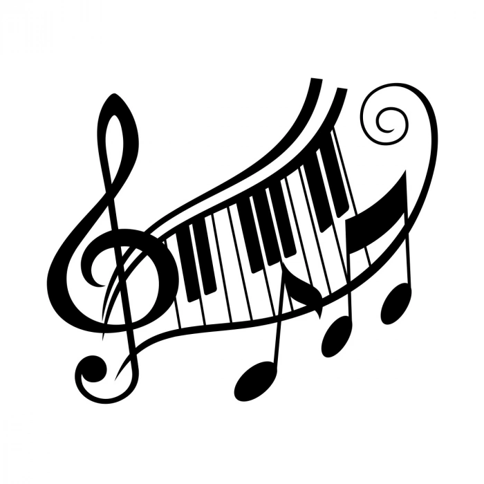 Müzik ve Nota Sticker 17x17 Cm Siyah