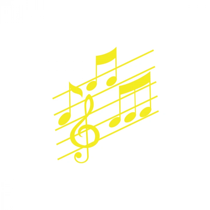 Müzik ve Nota Sticker 17x17 Cm Sarı
