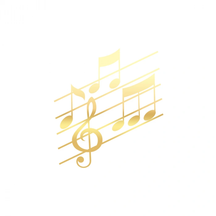 Müzik ve Nota Sticker 17x17 Cm Gold