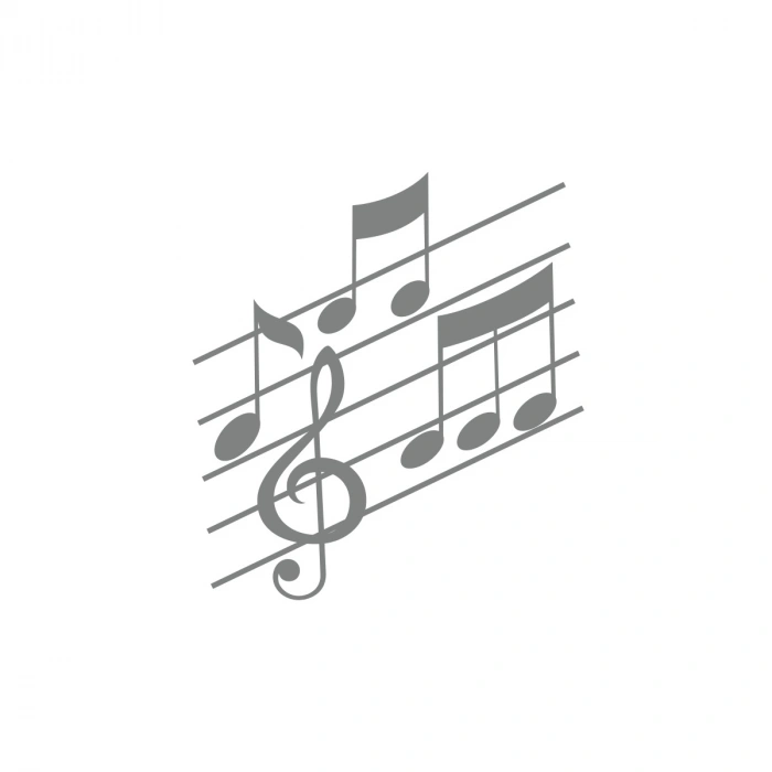 Müzik ve Nota Sticker 17x17 Cm Gri