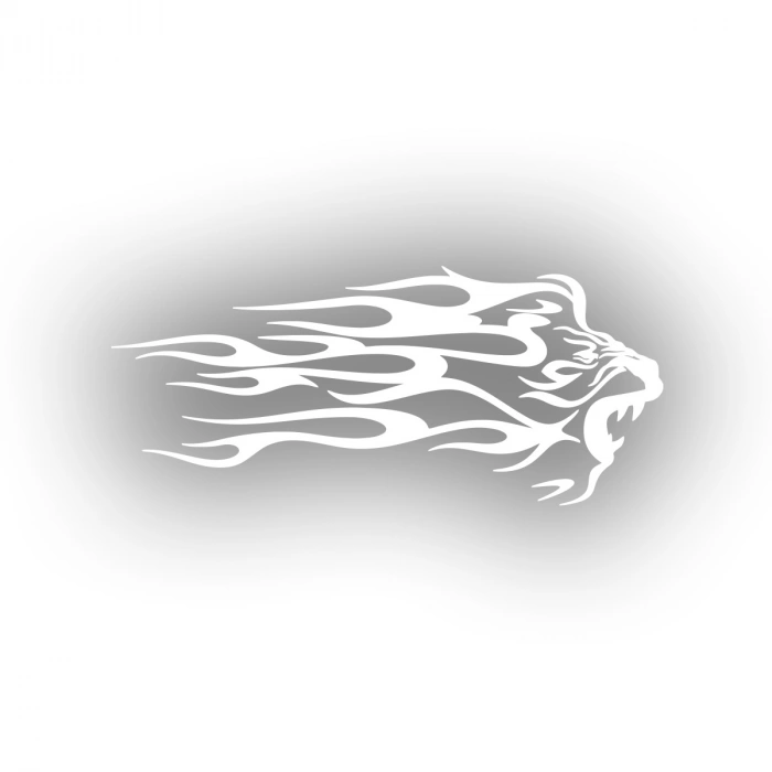 Alevli Aslan Sticker 17x17 Cm Beyaz