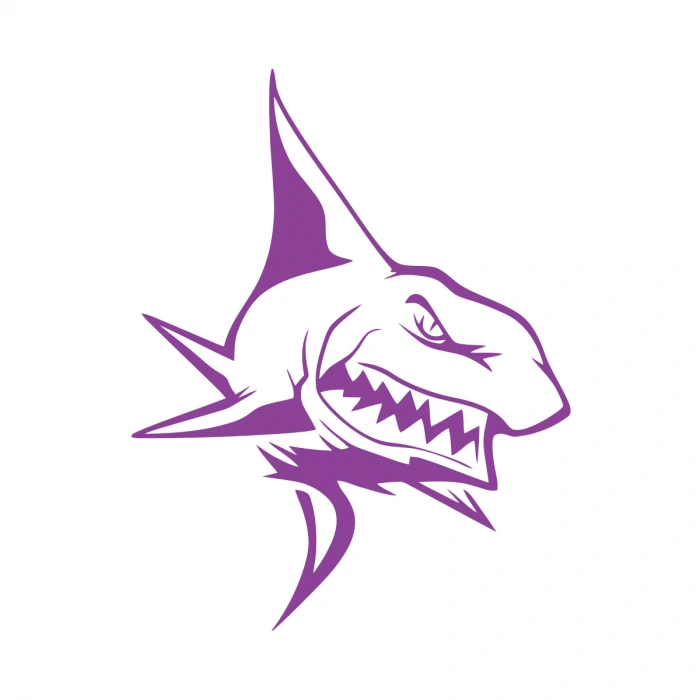 Kızgın Köpek Balığı Sticker 17x17 Cm Mor