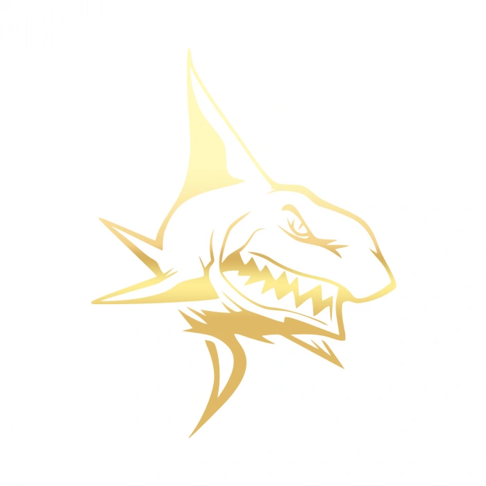 Kızgın Köpek Balığı Sticker 17x17 Cm Gold