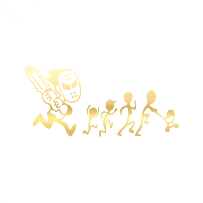 Jason Voorhees Koşan Aile Komik Sticker 17x17 Cm Gold