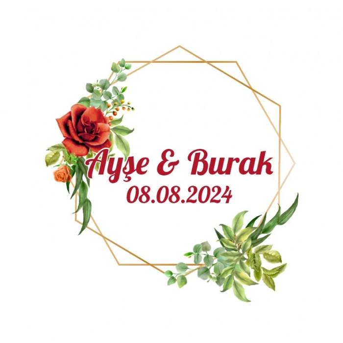Yuvarlak Geyikli Kış Etiketi Kına Nişan Düğün 3x3 cm özel etiket / 50 adet sticker