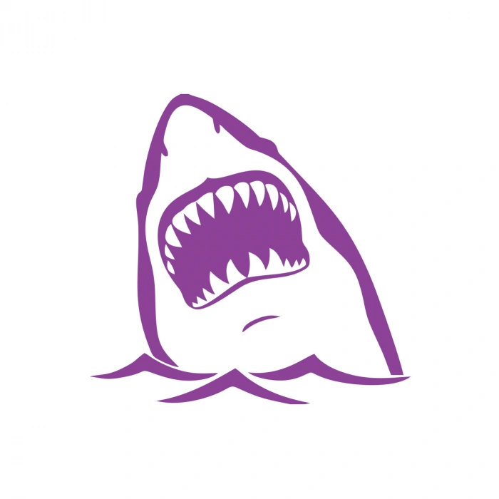 Köpek Balığı Sticker 17x17 Cm Mor