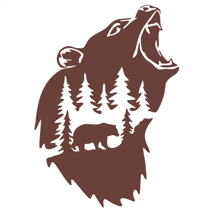 Doğa ve Ayı Sticker 17x17 Cm Kahverengi