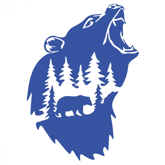 Doğa ve Ayı Sticker 17x17 Cm Mavi