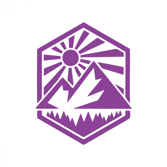 Dağ ve Güneş Sticker 17x17 Cm Mor