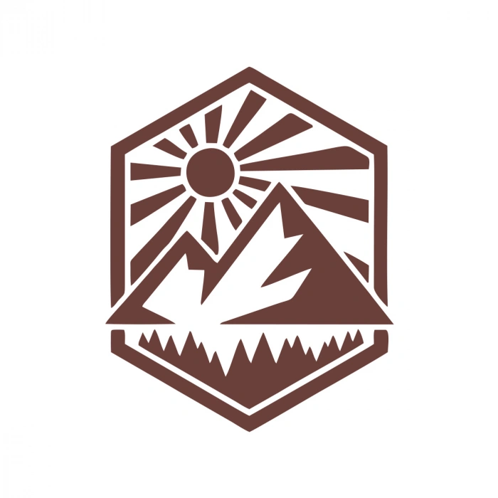 Dağ ve Güneş Sticker 17x17 Cm Kahverengi