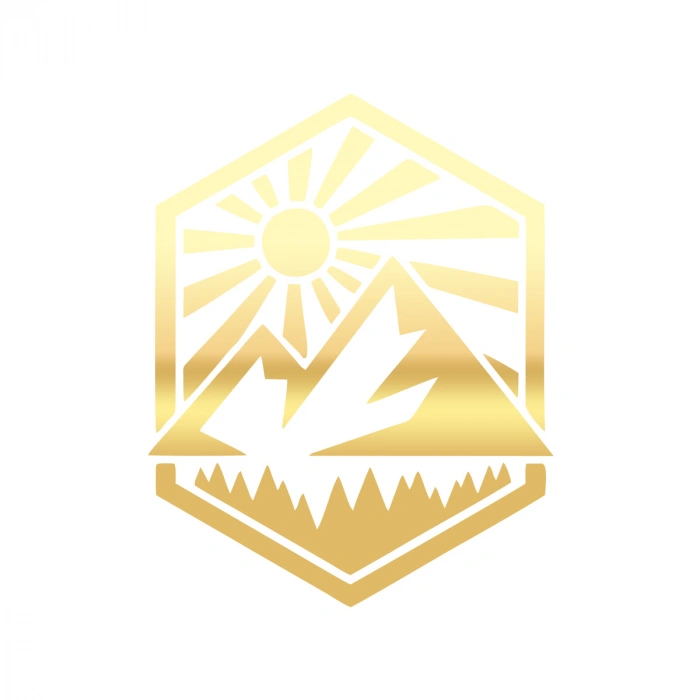 Dağ ve Güneş Sticker 17x17 Cm Gold