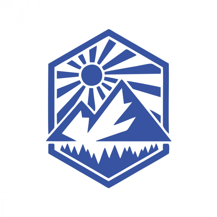 Dağ ve Güneş Sticker 17x17 Cm Mavi