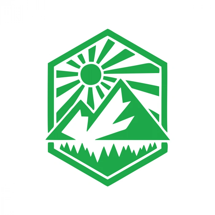 Dağ ve Güneş Sticker 17x17 Cm Yeşil