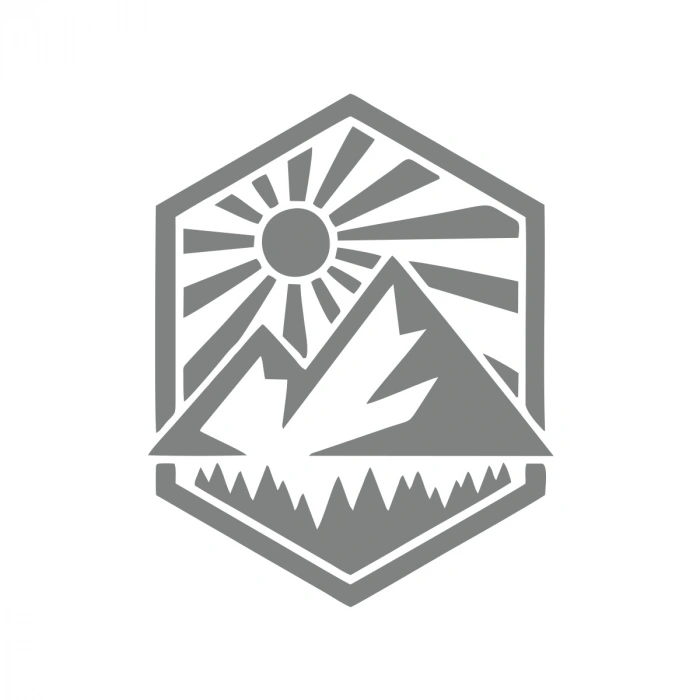 Dağ ve Güneş Sticker 17x17 Cm Gri