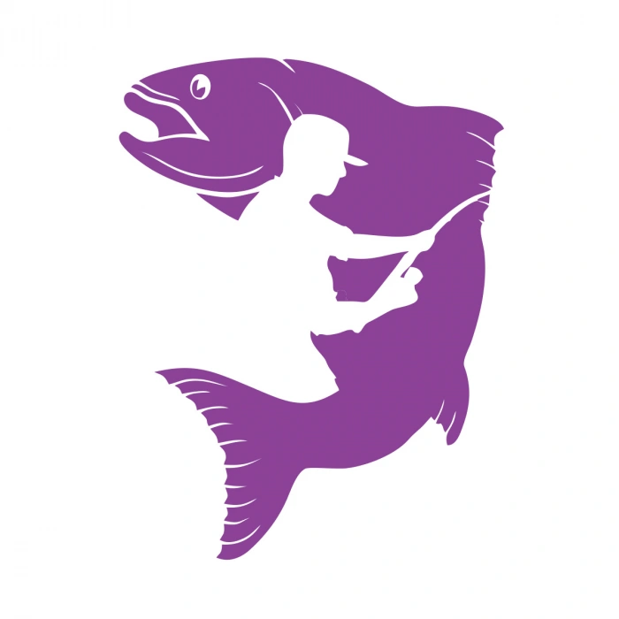 Balık ve Balıkçı Sticker 17x17 Cm Mor