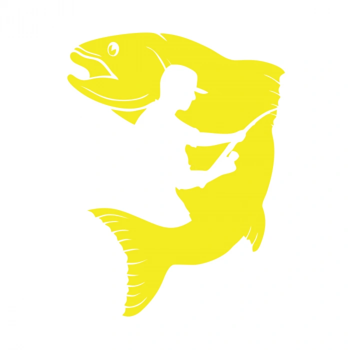 Balık ve Balıkçı Sticker 17x17 Cm Sarı