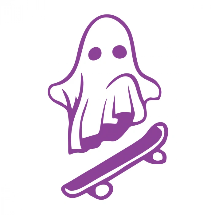 Kayak Yapan Hayalet Sticker 17x17 Cm Mor