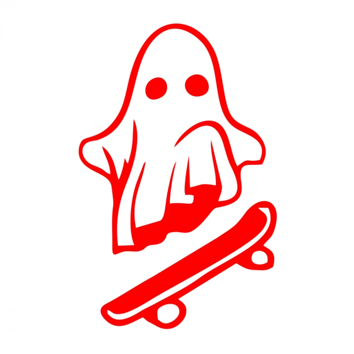 Kayak Yapan Hayalet Sticker 17x17 Cm Kırmızı