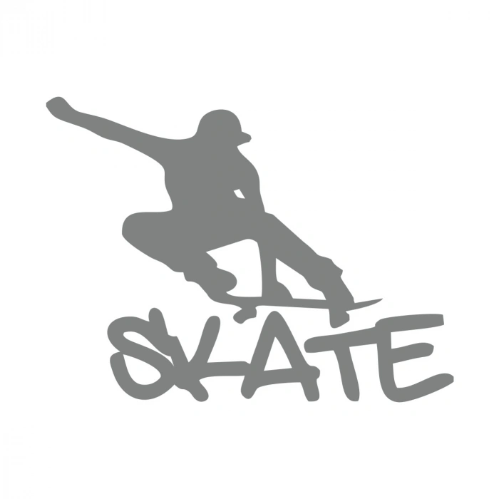 Kaykaycı Sticker 17x17 Cm Gri