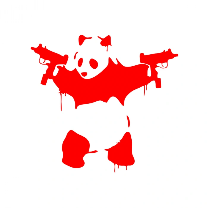 S*lahlı Panda Sticker 17x17 Cm Kırmızı