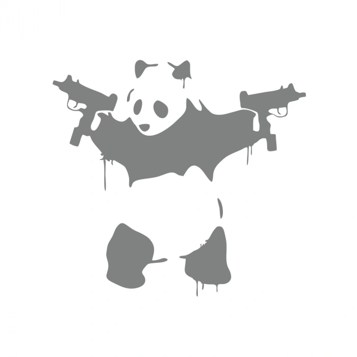 S*lahlı Panda Sticker 17x17 Cm Gri