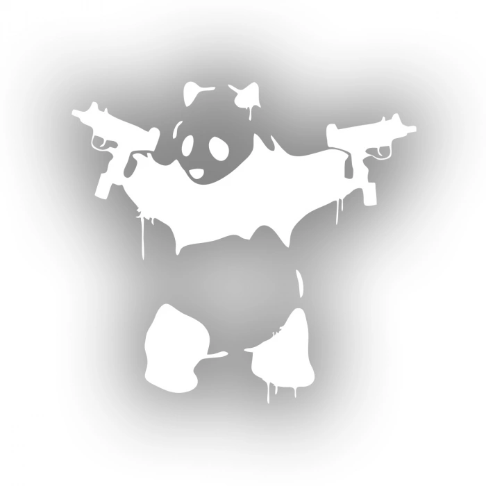 S*lahlı Panda Sticker 17x17 Cm Beyaz