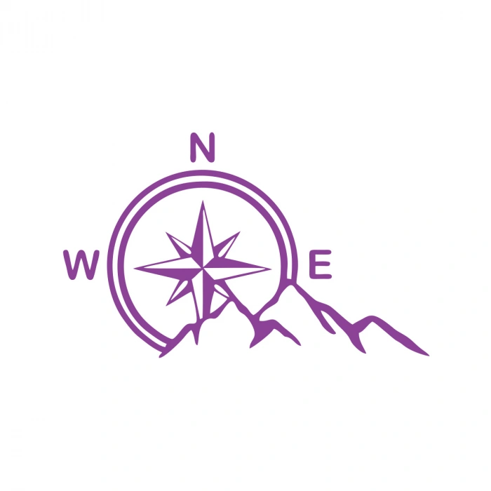 Dağ ve Pusula Stciker 17x17 Cm Mor