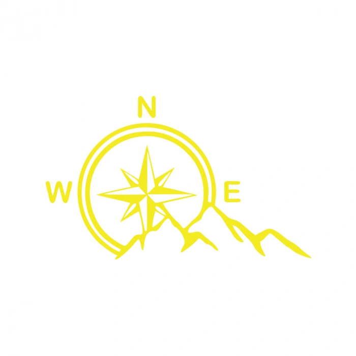 Dağ ve Pusula Stciker 17x17 Cm Sarı