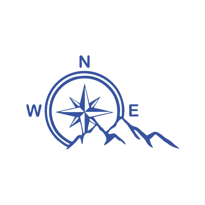 Dağ ve Pusula Stciker 17x17 Cm Mavi