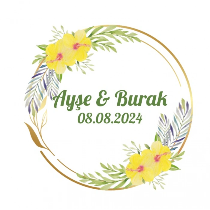 Kırmızı ve Yeşil Kış Meyveli Etiket Kına Nişan Düğün 3x3 cm özel etiket / 50 adet sticker