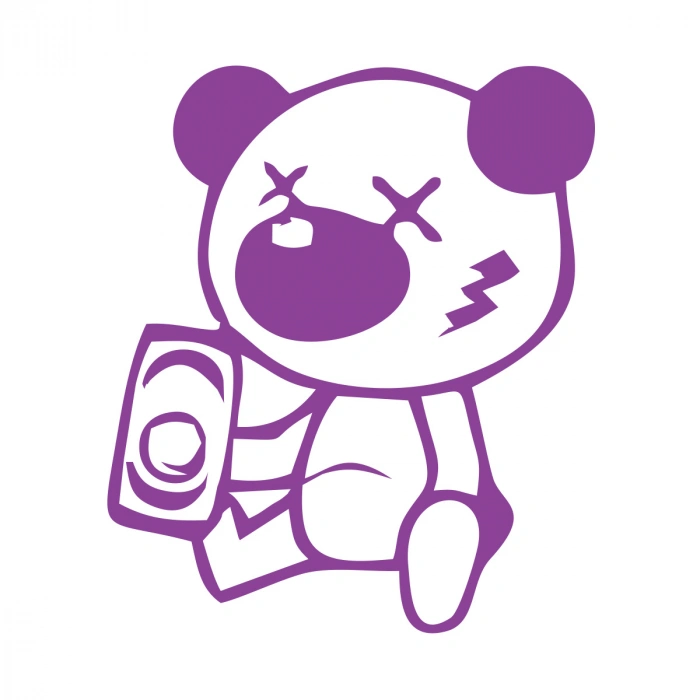 Sarhoş Panda Sticker 17x17 Cm Mor