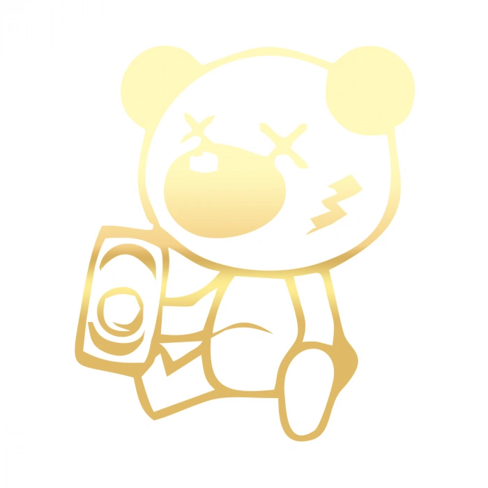 Sarhoş Panda Sticker 17x17 Cm Gold