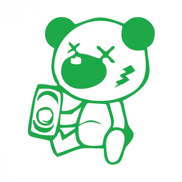 Sarhoş Panda Sticker 17x17 Cm Yeşil