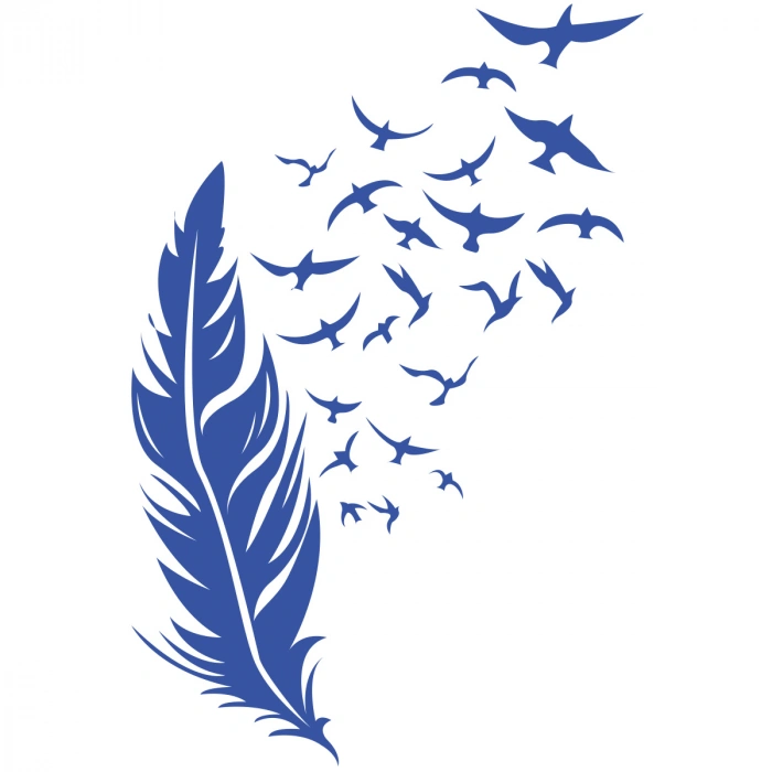 Tüyden Uçan Kuşlar Sticker 17x17 Cm Mavi