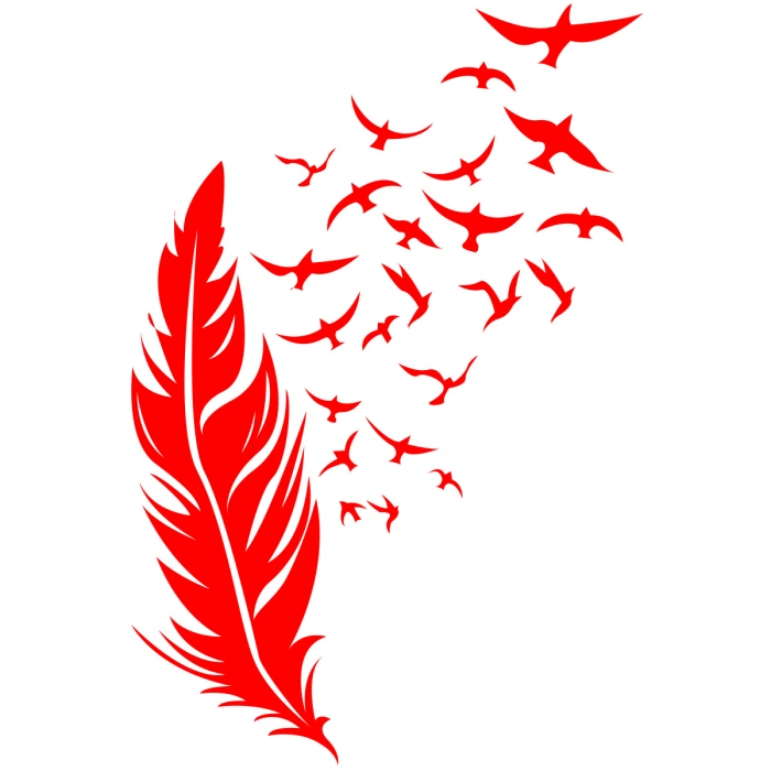 Tüyden Uçan Kuşlar Sticker 17x17 Cm Kırmızı