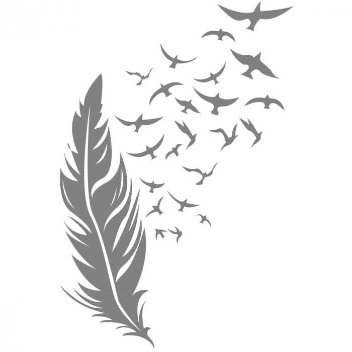 Tüyden Uçan Kuşlar Sticker 17x17 Cm Gri