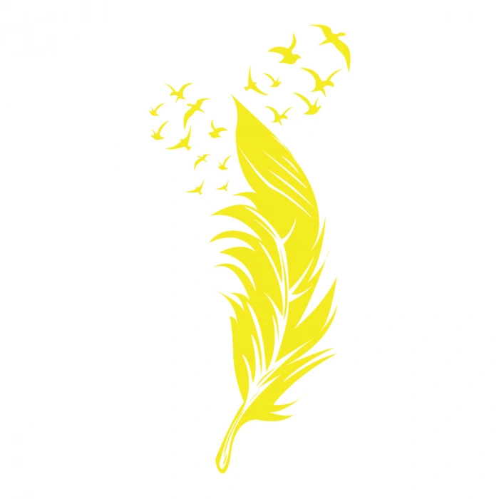 Tüyden Uçan Kuşlar Sticker 17x17 Cm Sarı