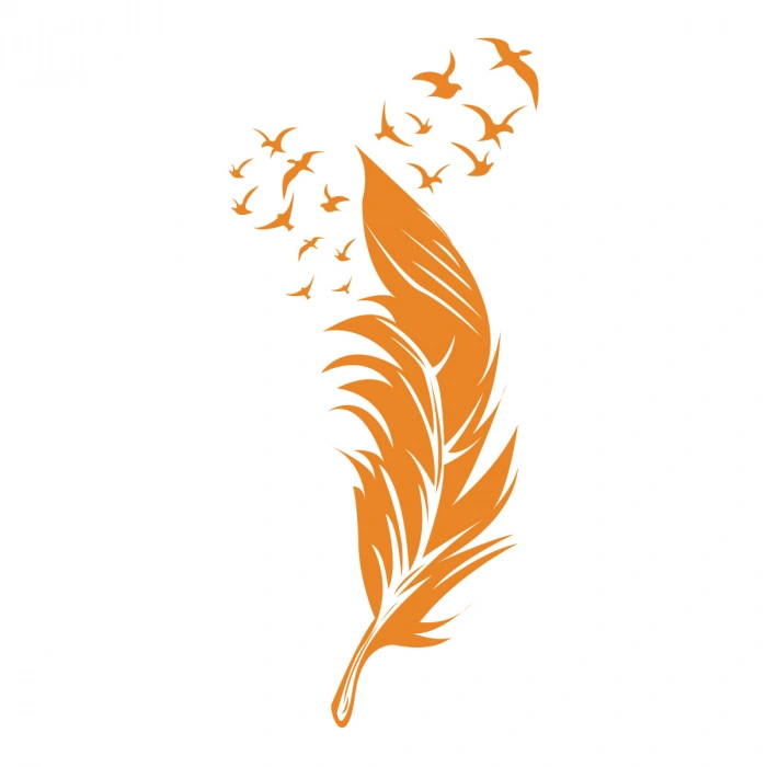 Tüyden Uçan Kuşlar Sticker 17x17 Cm Turuncu