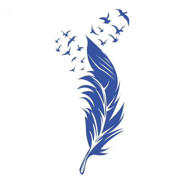 Tüyden Uçan Kuşlar Sticker 17x17 Cm Mavi