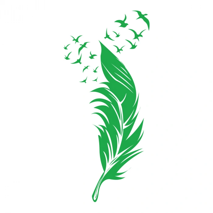 Tüyden Uçan Kuşlar Sticker 17x17 Cm Yeşil